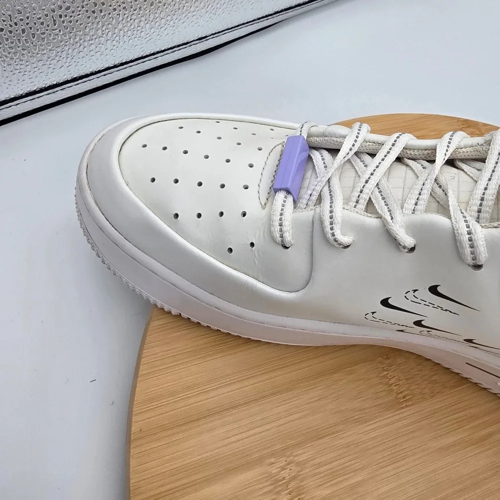 Nike Air Force 1 Sage Low LX White Multi-Swoosh Platform Sneakers CU5315-100 - Picture 8 of 13